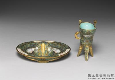 图片[3]-Jue cup and stand in cloisonne enamels, Qing dynasty, Qianlong reign (1736-1795)-China Archive